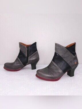 ART Company Patchwork Leather Boots Heeled Booties Boho